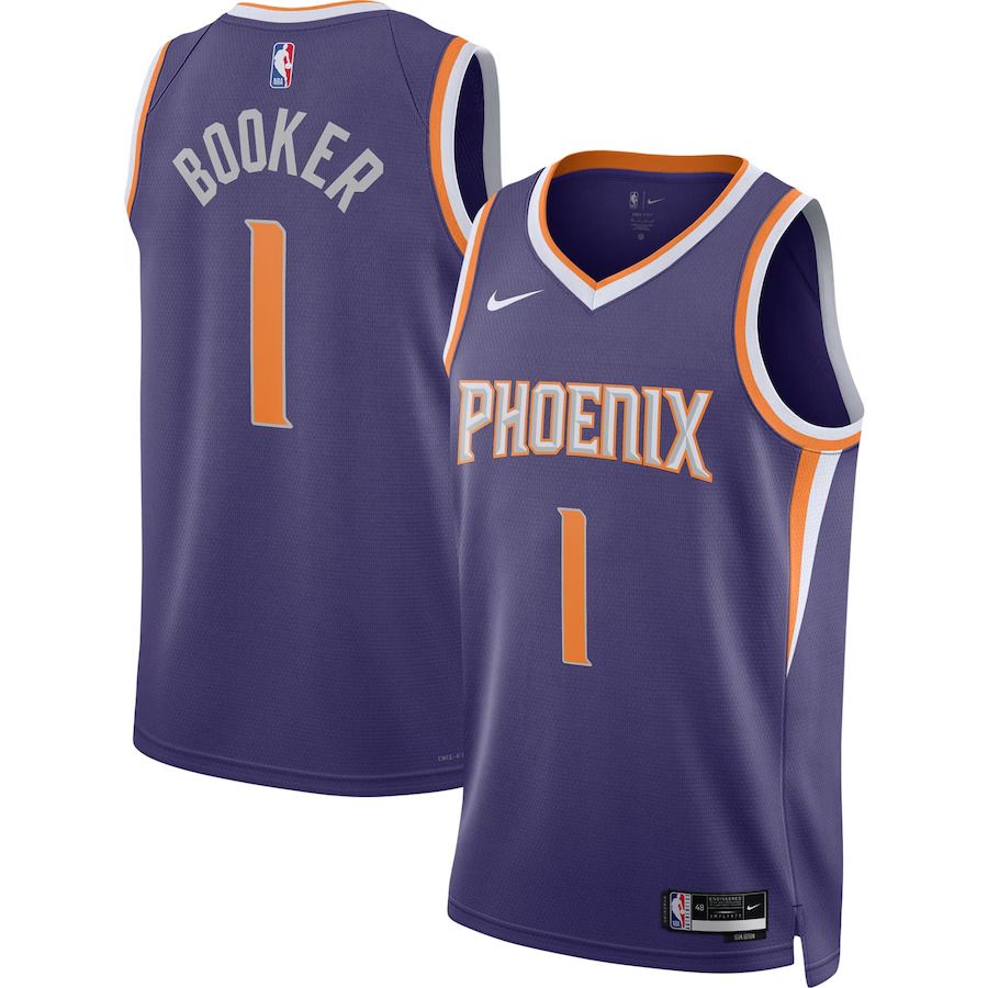 Men Phoenix Suns #1 Devin Booker Nike Purple Icon Edition 2022-23 Swingman NBA Jersey
